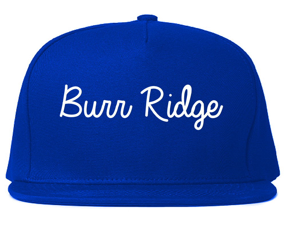 Burr Ridge Illinois IL Script Mens Snapback Hat Royal Blue