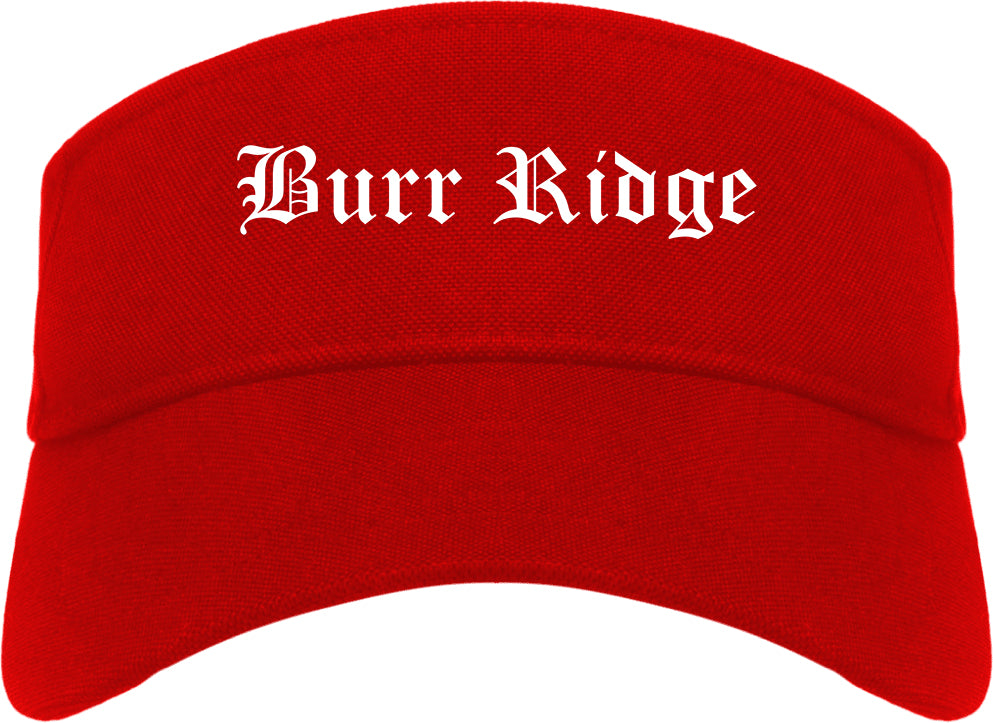 Burr Ridge Illinois IL Old English Mens Visor Cap Hat Red
