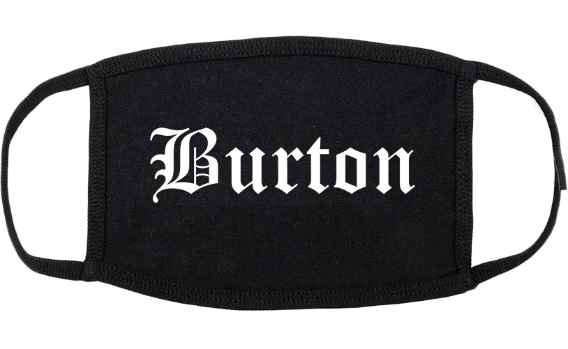 Burton Michigan MI Old English Cotton Face Mask Black
