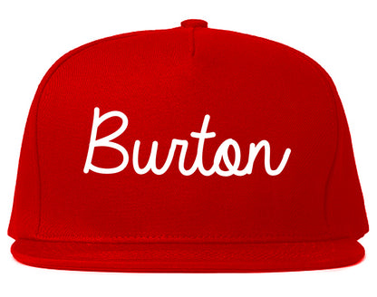 Burton Michigan MI Script Mens Snapback Hat Red