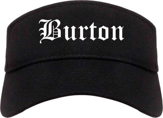 Burton Michigan MI Old English Mens Visor Cap Hat Black