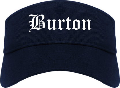 Burton Michigan MI Old English Mens Visor Cap Hat Navy Blue