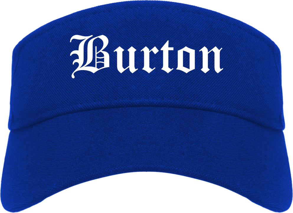 Burton Michigan MI Old English Mens Visor Cap Hat Royal Blue