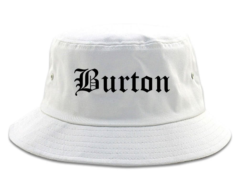 Burton Michigan MI Old English Mens Bucket Hat White