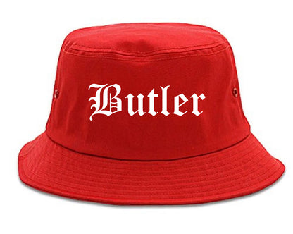 Butler Missouri MO Old English Mens Bucket Hat Red