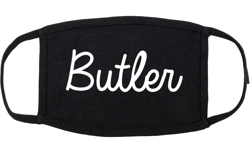 Butler Missouri MO Script Cotton Face Mask Black