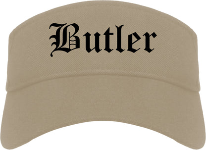 Butler Missouri MO Old English Mens Visor Cap Hat Khaki