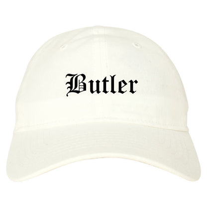 Butler New Jersey NJ Old English Mens Dad Hat Baseball Cap White