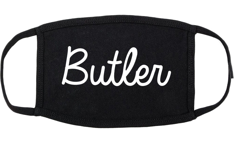 Butler New Jersey NJ Script Cotton Face Mask Black
