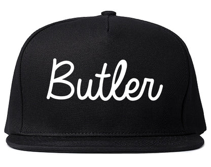 Butler New Jersey NJ Script Mens Snapback Hat Black