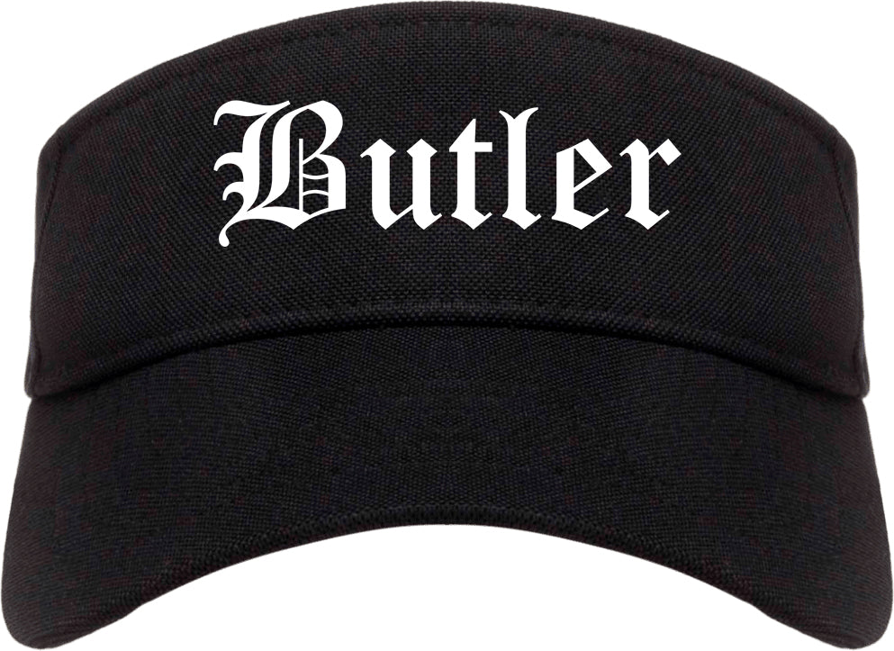 Butler New Jersey NJ Old English Mens Visor Cap Hat Black