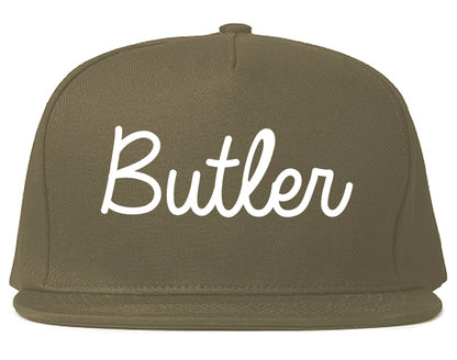 Butler Pennsylvania PA Script Mens Snapback Hat Grey