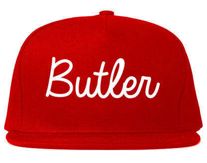 Butler Pennsylvania PA Script Mens Snapback Hat Red