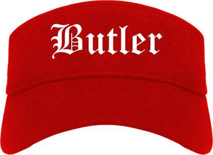 Butler Pennsylvania PA Old English Mens Visor Cap Hat Red
