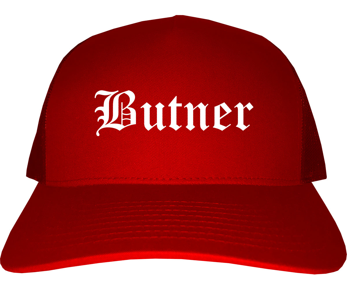 Butner North Carolina NC Old English Mens Trucker Hat Cap Red