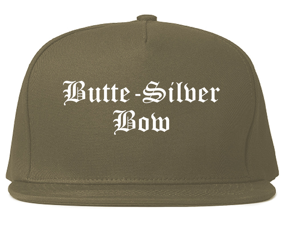 Butte Silver Bow Montana MT Old English Mens Snapback Hat Grey