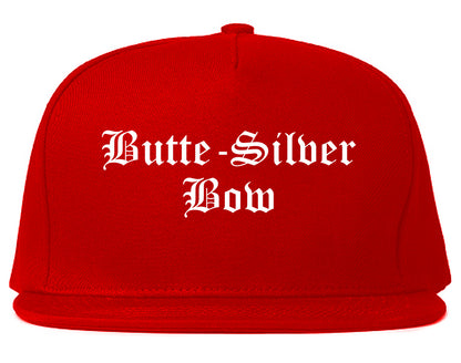 Butte Silver Bow Montana MT Old English Mens Snapback Hat Red