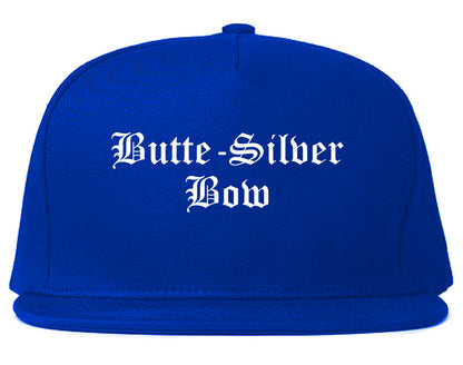 Butte Silver Bow Montana MT Old English Mens Snapback Hat Royal Blue