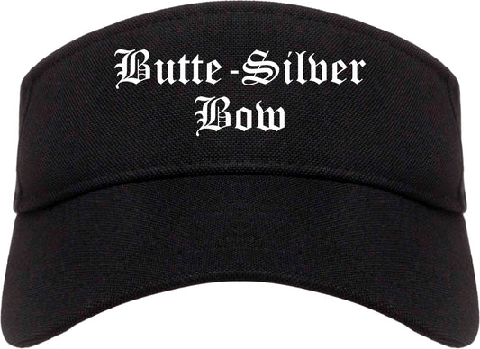 Butte Silver Bow Montana MT Old English Mens Visor Cap Hat Black
