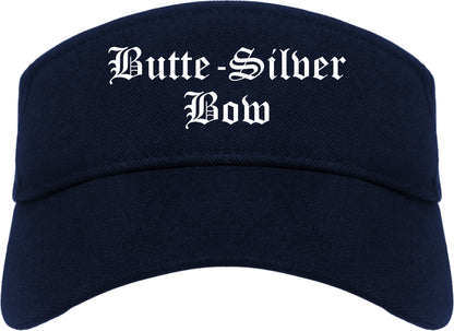 Butte Silver Bow Montana MT Old English Mens Visor Cap Hat Navy Blue