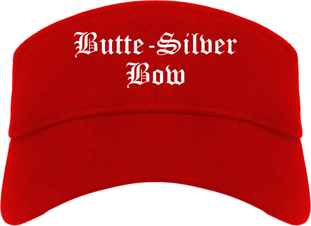 Butte Silver Bow Montana MT Old English Mens Visor Cap Hat Red