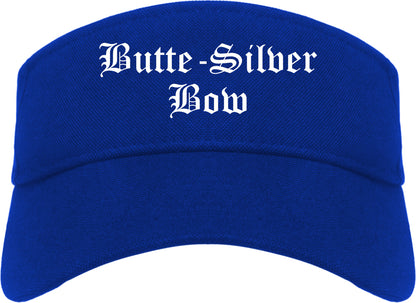 Butte Silver Bow Montana MT Old English Mens Visor Cap Hat Royal Blue