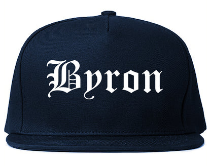 Byron Georgia GA Old English Mens Snapback Hat Navy Blue