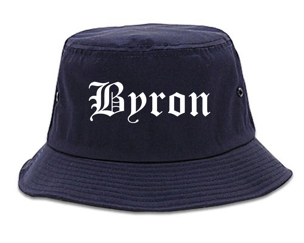 Byron Georgia GA Old English Mens Bucket Hat Navy Blue