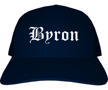Byron Georgia GA Old English Mens Trucker Hat Cap Navy Blue