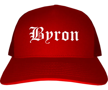 Byron Georgia GA Old English Mens Trucker Hat Cap Red