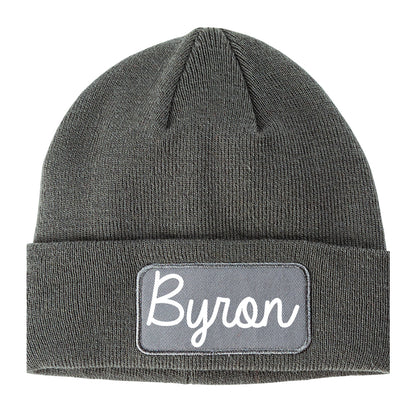 Byron Georgia GA Script Mens Knit Beanie Hat Cap Grey