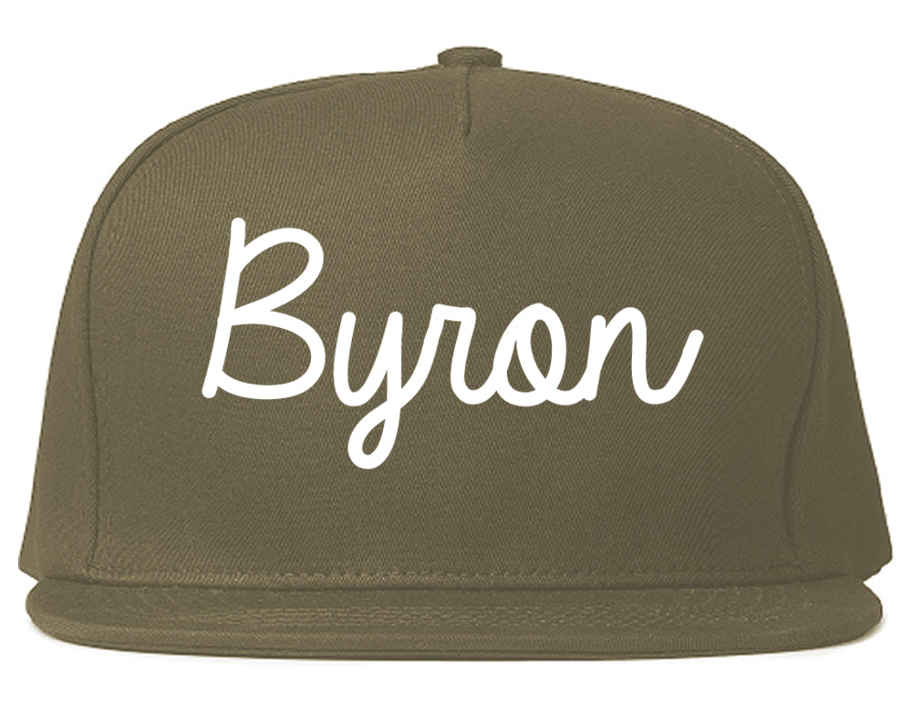 Byron Minnesota MN Script Mens Snapback Hat Grey