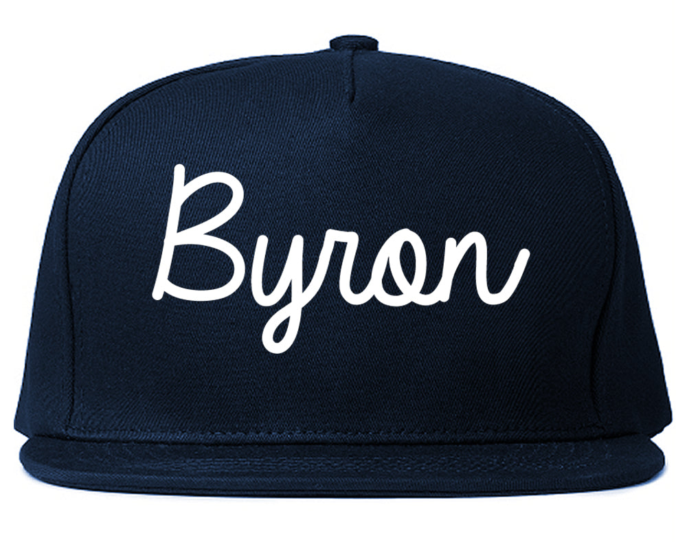 Byron Minnesota MN Script Mens Snapback Hat Navy Blue