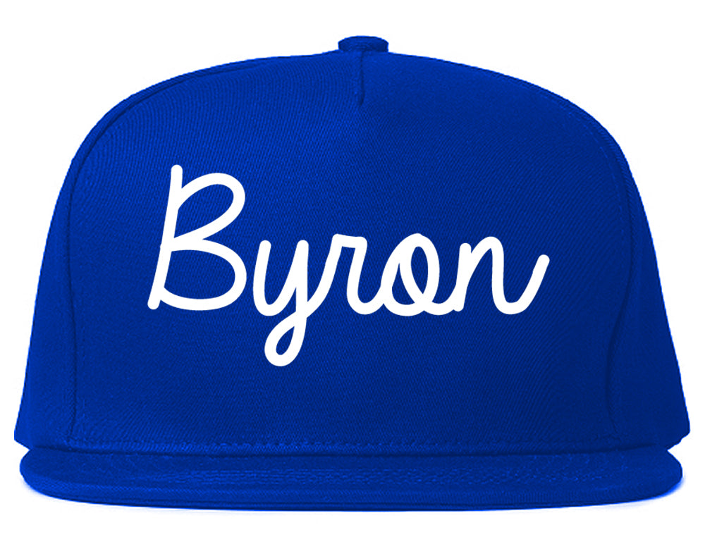 Byron Minnesota MN Script Mens Snapback Hat Royal Blue