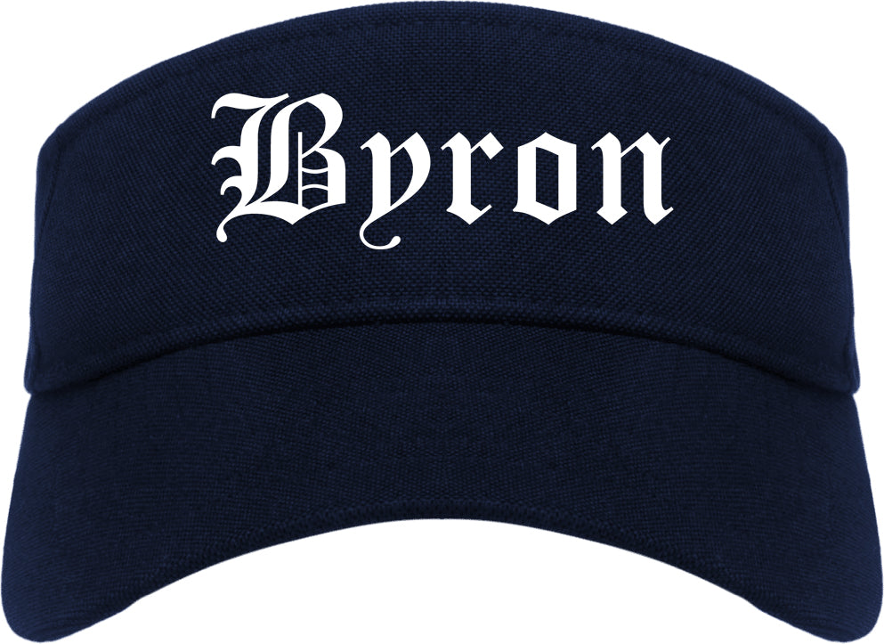 Byron Minnesota MN Old English Mens Visor Cap Hat Navy Blue