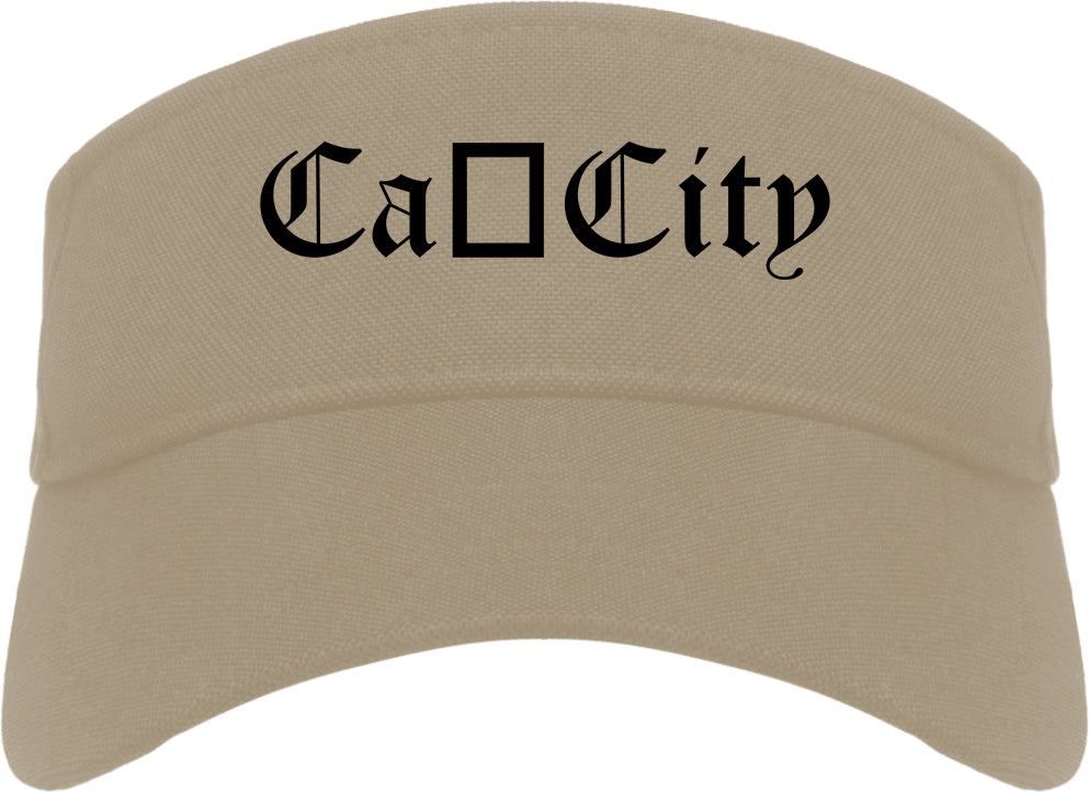 Cañon City Colorado CO Old English Mens Visor Cap Hat Khaki