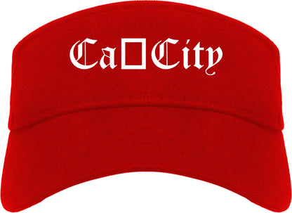 Cañon City Colorado CO Old English Mens Visor Cap Hat Red