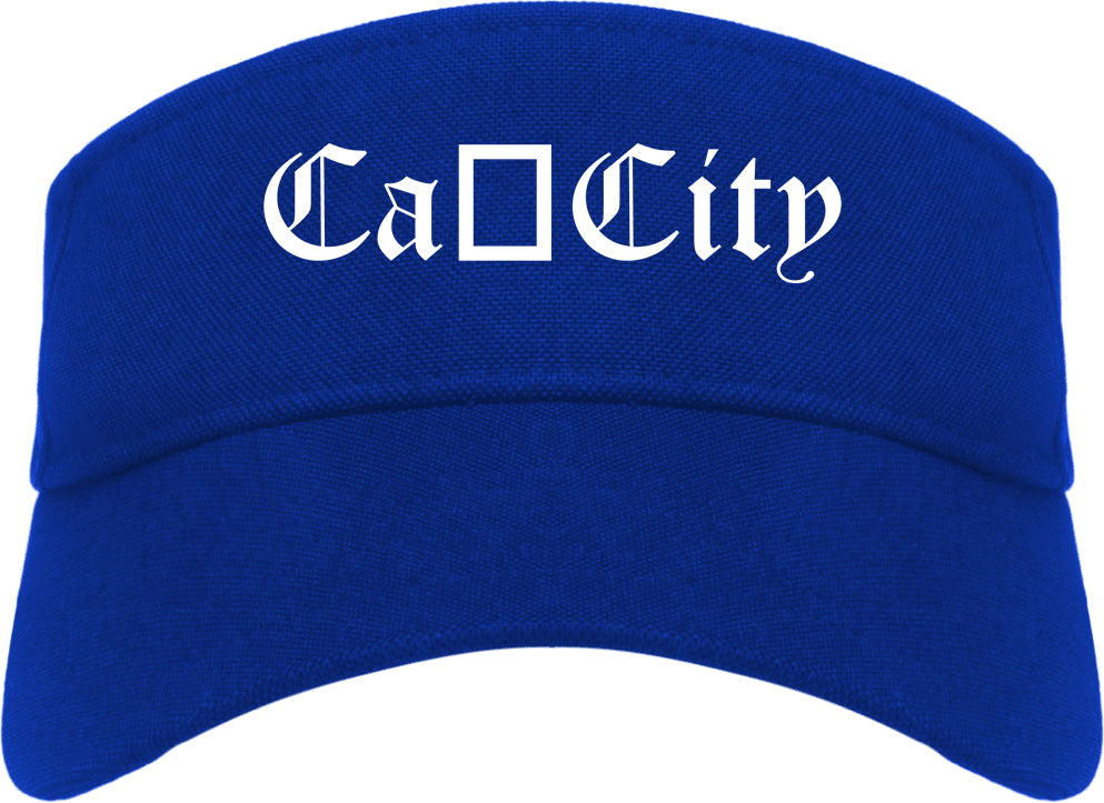 Cañon City Colorado CO Old English Mens Visor Cap Hat Royal Blue