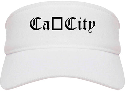 Cañon City Colorado CO Old English Mens Visor Cap Hat White