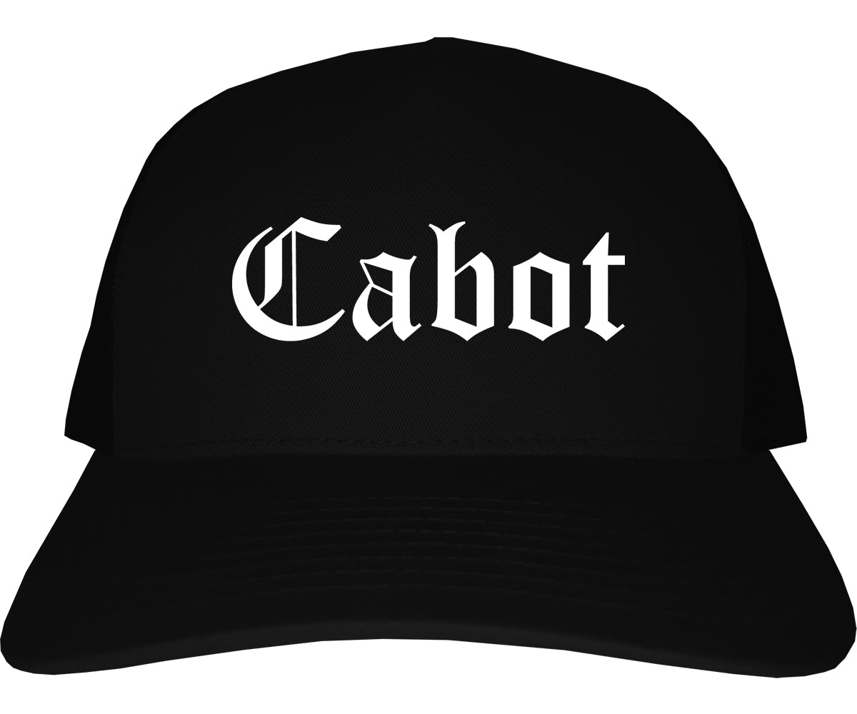 Cabot Arkansas AR Old English Mens Trucker Hat Cap Black