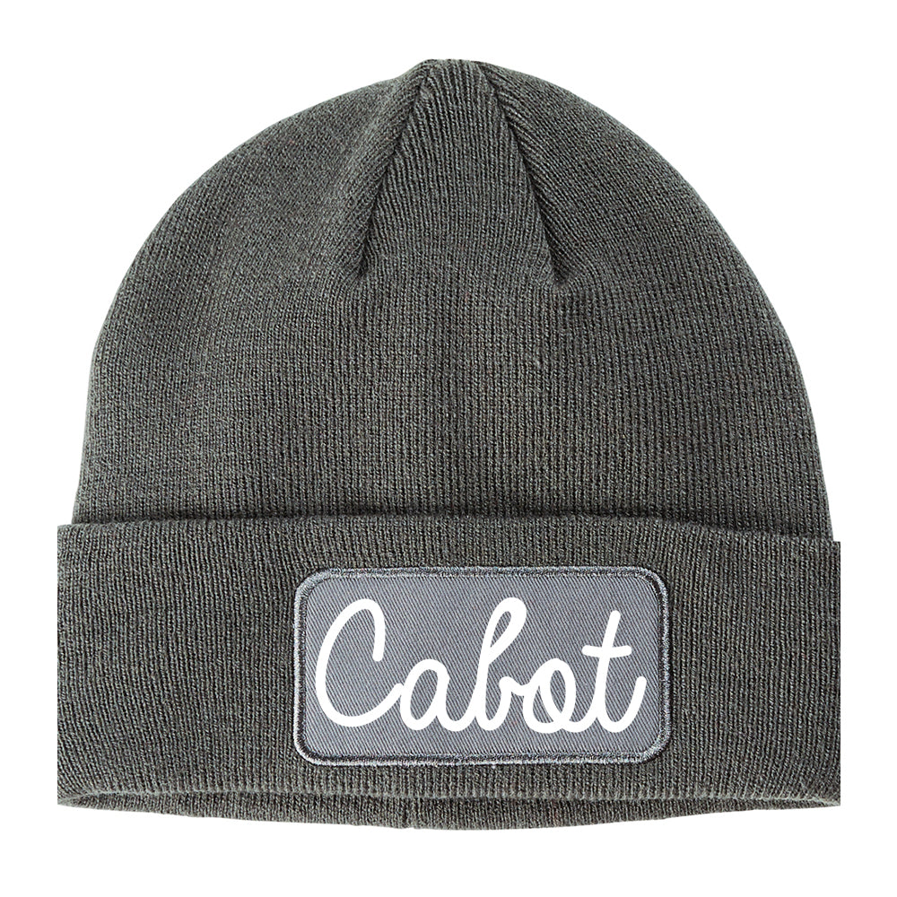 Cabot Arkansas AR Script Mens Knit Beanie Hat Cap Grey
