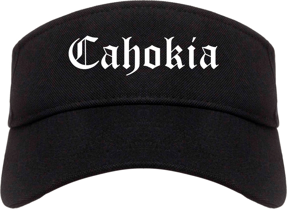 Cahokia Illinois IL Old English Mens Visor Cap Hat Black