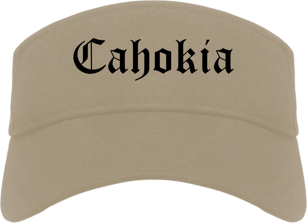 Cahokia Illinois IL Old English Mens Visor Cap Hat Khaki