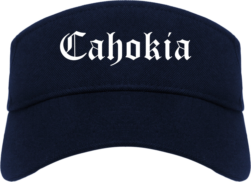 Cahokia Illinois IL Old English Mens Visor Cap Hat Navy Blue