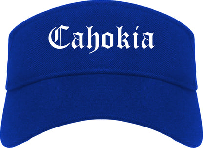 Cahokia Illinois IL Old English Mens Visor Cap Hat Royal Blue