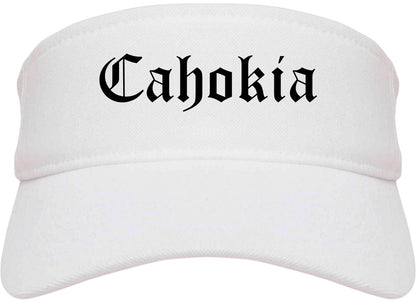 Cahokia Illinois IL Old English Mens Visor Cap Hat White