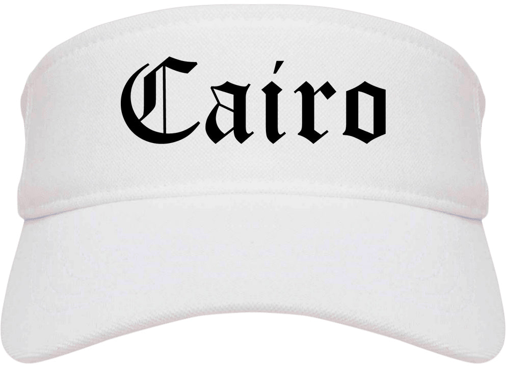 Cairo Georgia GA Old English Mens Visor Cap Hat White