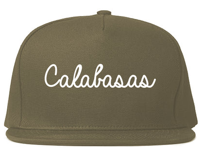 Calabasas California CA Script Mens Snapback Hat Grey