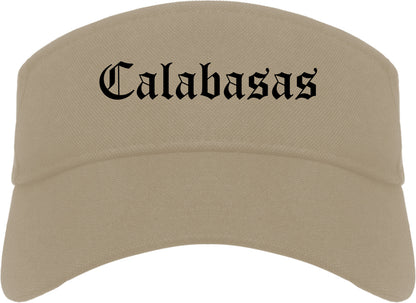 Calabasas California CA Old English Mens Visor Cap Hat Khaki