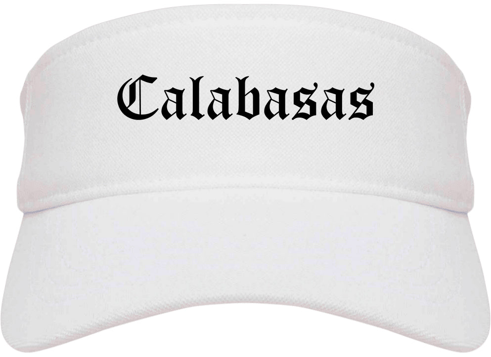 Calabasas California CA Old English Mens Visor Cap Hat White